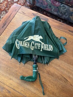 Golden Gate Fields Dark Green Horse Logo Umbrella